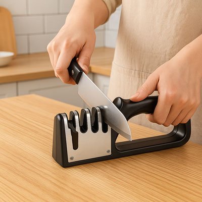 Aiguiseur couteau GripSecur femme aiguise